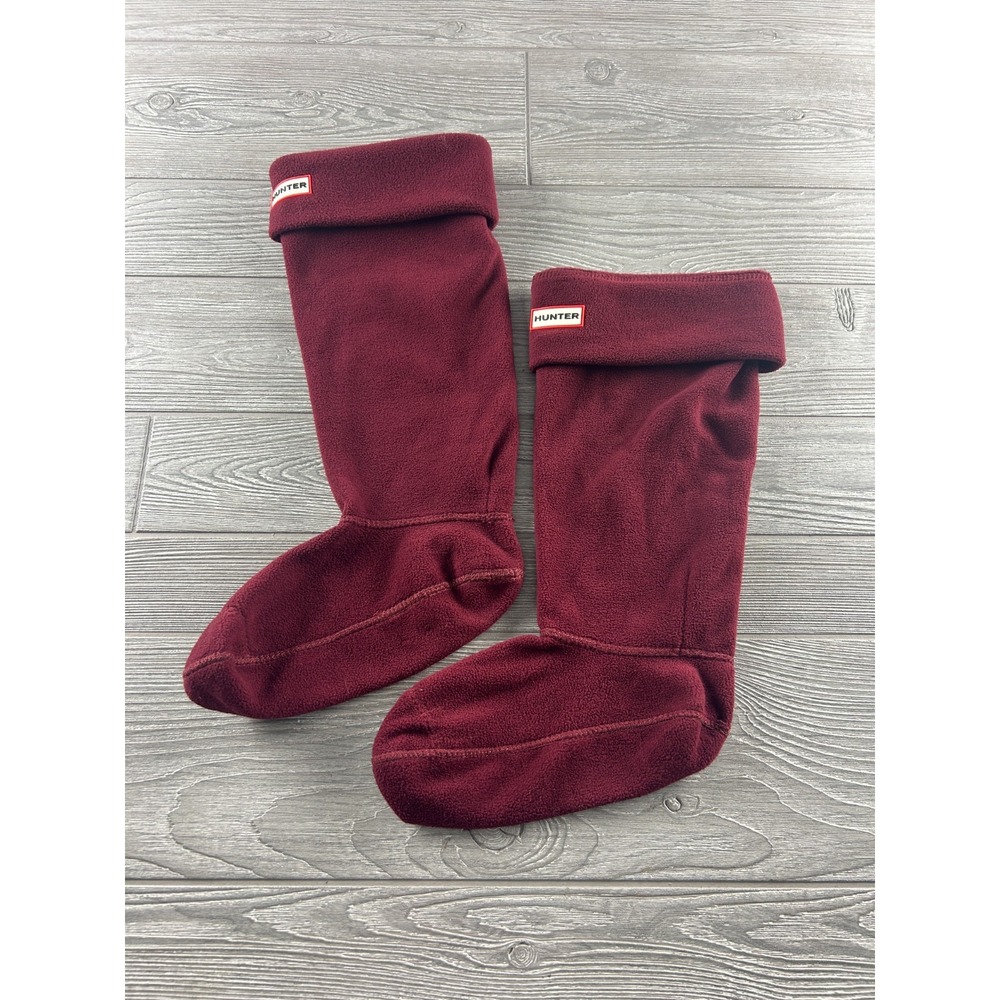 Hunter Women Original Mid Calf Fleece Welly Boot Socks Maroon Size Large